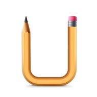 3d yellow pencil alphabet U