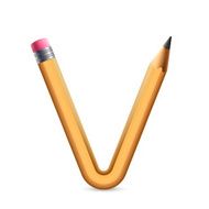 3d yellow pencil alphabet V