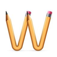 3d yellow pencil alphabet W