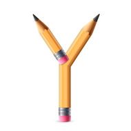 3d yellow pencil alphabet Y