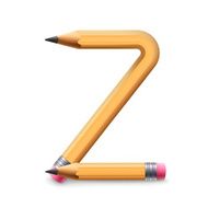 3d yellow pencil alphabet Z