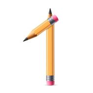 3d yellow pencil number 1