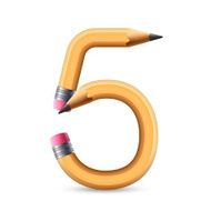 3d yellow pencil number 5