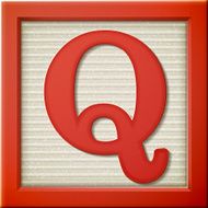 3d red letter block Q N2