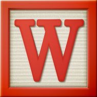 3d red letter block W N2
