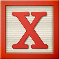 3d red letter block X N2