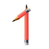 3d pink pencil number 1