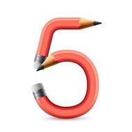 3d pink pencil number 5