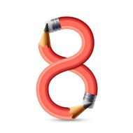 3d pink pencil number 8