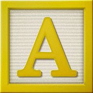 3d yellow letter block A N2