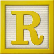 3d yellow letter block R N2