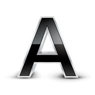 3d black metal alphabet A