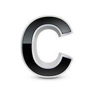 3d black metal alphabet C