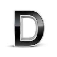 3d black metal alphabet D