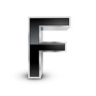 3d black metal alphabet F