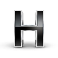3d black metal alphabet H