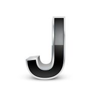 3d black metal alphabet J