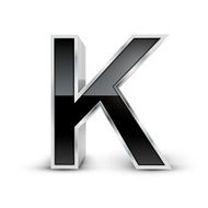 3d black metal alphabet K