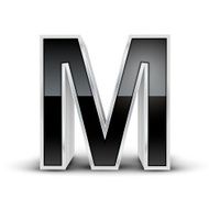 3d black metal alphabet M