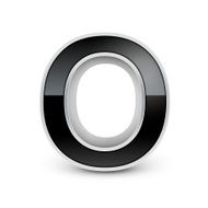 3d black metal alphabet O