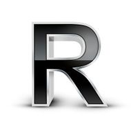 3d black metal alphabet R