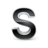 3d black metal alphabet S