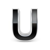 3d black metal alphabet U