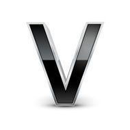 3d black metal alphabet V
