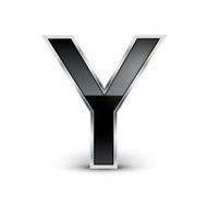 3d black metal alphabet Y