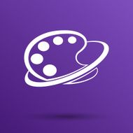 Paint brush with palette icon Flat design style N3