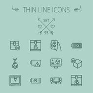 Technology thin line icon set N2