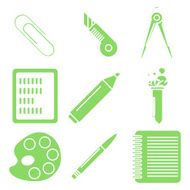 Black school goods green linear icons Part 2