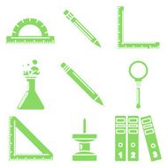 Black school goods green linear icons Part 3