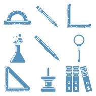Black school goods light blue linear icons Part 3
