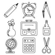 Black school goods black ink icons Part 1