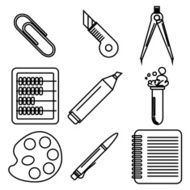Black school goods black ink icons Part 2