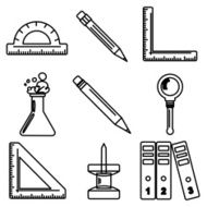 Black school goods black ink icons Part 3