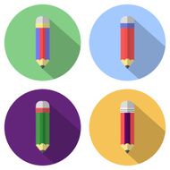Pencil icon flat design with long shadow