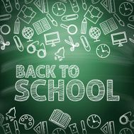 Back to school School icons on a blackboard Vector illustration N2