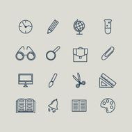 Set of line icons Back to school School supplies Vector