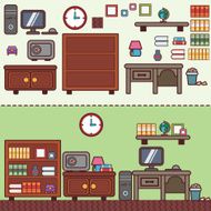 Workplace in room Vector flat illustration N3