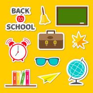 Back to school icon set Board alarm glasses schoolbag Flat N2