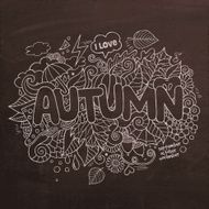 Autumn hand lettering and doodles elements chalkboard N2