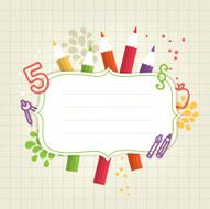 Card with multicolored pencils and label N2