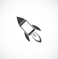 Cartoon rocket with mobile phone N3
