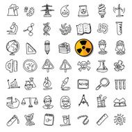 Black doodle science icons set N2