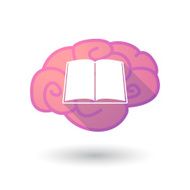 Brain icon with a book