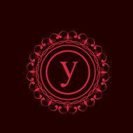 Red frame with Letter Y for monogram