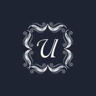 Shiny frame with Letter U for monogram