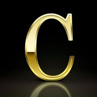 3d elegant golden letter C